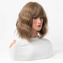 Load image into Gallery viewer, Estelle Cross Border Short Straight Hair BOBO Pink Highlights Female Chemical Fiber Rose Net Wig Light Brown
