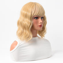 Load image into Gallery viewer, Estelle Cross Border Short Straight Hair BOBO Pink Highlights Female Chemical Fiber Rose Net Wig Golden
