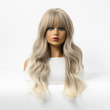 Load image into Gallery viewer, Estelle Wig Female Long Curly Hair Big Wave Medium Long Full Headgear Ash Highlight Blonde Grey
