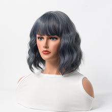 Load image into Gallery viewer, Estelle Cross Border Short Straight Hair BOBO Pink Highlights Female Chemical Fiber Rose Net Wig Dark Grey
