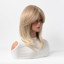 Load image into Gallery viewer, Estelle Full Wig for Heat Resistant Synthetic Wig Natural Long Straight Wig With Bangs Lady Fiber Wig Light Blonde
