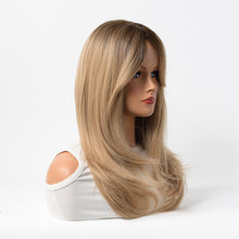 Load image into Gallery viewer, Estelle Full Wig for Heat Resistant Synthetic Wig Natural Long Straight Wig With Bangs Lady Fiber Wig Dark Blonde
