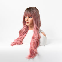 Load image into Gallery viewer, Estelle Wig Female Long Curly Hair Big Wave Medium Long Full Headgear Highlight Pink
