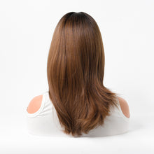 Load image into Gallery viewer, Estelle Full Wig for Heat Resistant Synthetic Wig Natural Long Straight Wig With Bangs Lady Fiber Wig Dark Brown
