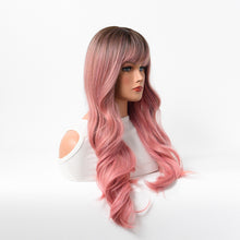 Load image into Gallery viewer, Estelle Wig Female Long Curly Hair Big Wave Medium Long Full Headgear Highlight Pink
