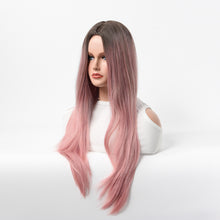 Load image into Gallery viewer, Estelle Long Straight Hair Female Milk Blonde Wigs Full Head Covers Dark Pink
