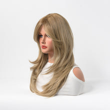 Load image into Gallery viewer, Estelle Full Wig for Heat Resistant Synthetic Wig Natural Long Straight Wig With Bangs Lady Fiber Wig Golden
