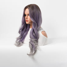Load image into Gallery viewer, Estelle Wig Female Long Curly Hair Big Wave Medium Long Full Headgear Greyish Purple

