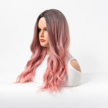 Load image into Gallery viewer, Estelle Wig Female Long Curly Hair Big Wave Medium Long Full Headgear Pink Grey
