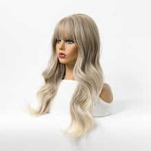 Load image into Gallery viewer, Estelle Wig Female Long Curly Hair Big Wave Medium Long Full Headgear Ash Highlight Blonde Grey
