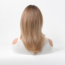 Load image into Gallery viewer, Estelle Full Wig for Heat Resistant Synthetic Wig Natural Long Straight Wig With Bangs Lady Fiber Wig Elegant Black Blonde
