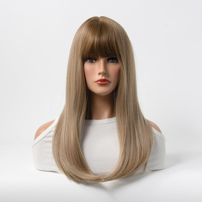 Estelle Long Straight Hair Female Milk Blonde Wigs Full Head Covers Golden Blonde