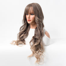 Load image into Gallery viewer, Estelle Wig Female Long Curly Hair Big Wave Medium Long Full Headgear Highlight Brown
