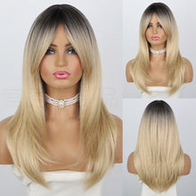 Load image into Gallery viewer, Estelle Full Wig for Heat Resistant Synthetic Wig Natural Long Straight Wig With Bangs Lady Fiber Wig
