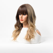 Load image into Gallery viewer, Estelle Wig Female Long Curly Hair Big Wave Medium Long Full Headgear Dark Brown Mix Golden
