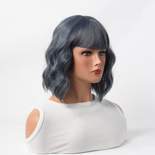 Load image into Gallery viewer, Estelle Cross Border Short Straight Hair BOBO Pink Highlights Female Chemical Fiber Rose Net Wig Dark Grey
