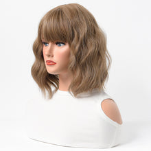 Load image into Gallery viewer, Estelle Cross Border Short Straight Hair BOBO Pink Highlights Female Chemical Fiber Rose Net Wig Light Brown
