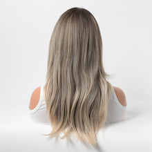 Load image into Gallery viewer, Estelle Full Wig for Heat Resistant Synthetic Wig Natural Long Straight Wig With Bangs Lady Fiber Wig Grey Blonde
