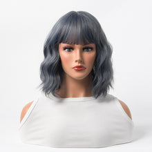 Load image into Gallery viewer, Estelle Cross Border Short Straight Hair BOBO Pink Highlights Female Chemical Fiber Rose Net Wig Dark Grey
