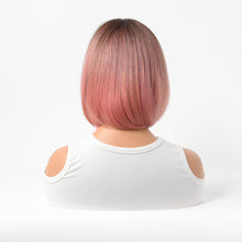 Load image into Gallery viewer, Estelle Cross Border Short Straight Hair BOBO Pink Highlights Female Chemical Fiber Rose Net Wig Gradient Pink
