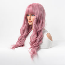 Load image into Gallery viewer, Estelle Wig Female Long Curly Hair Big Wave Medium Long Full Headgear Pink
