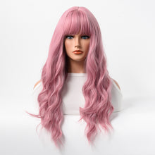 Load image into Gallery viewer, Estelle Wig Female Long Curly Hair Big Wave Medium Long Full Headgear Pink
