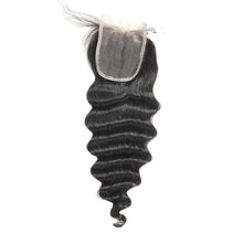 Load image into Gallery viewer, Loose Deep Wave human hair 4*4 Closure Nature  Black-شعر بشري متموج عميق فضفاض 4 * 4 إغلاق طبيعي أسود
