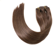 Load image into Gallery viewer, Clip In Remy Human Hair Extension ,  Silky Straight Weft, Brown-مشبك في وصلات شعر ريمي بشري ، لحمة مستقيمة حريري ، بني
