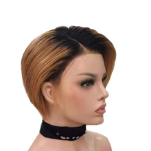 Load image into Gallery viewer, European and American fashion style front lace real human hair short hair wig     الأوروبية والأمريكية نمط أزياء الدانتيل الجبهة حقيقي شعر الإنسان غطاء رأس قصير
